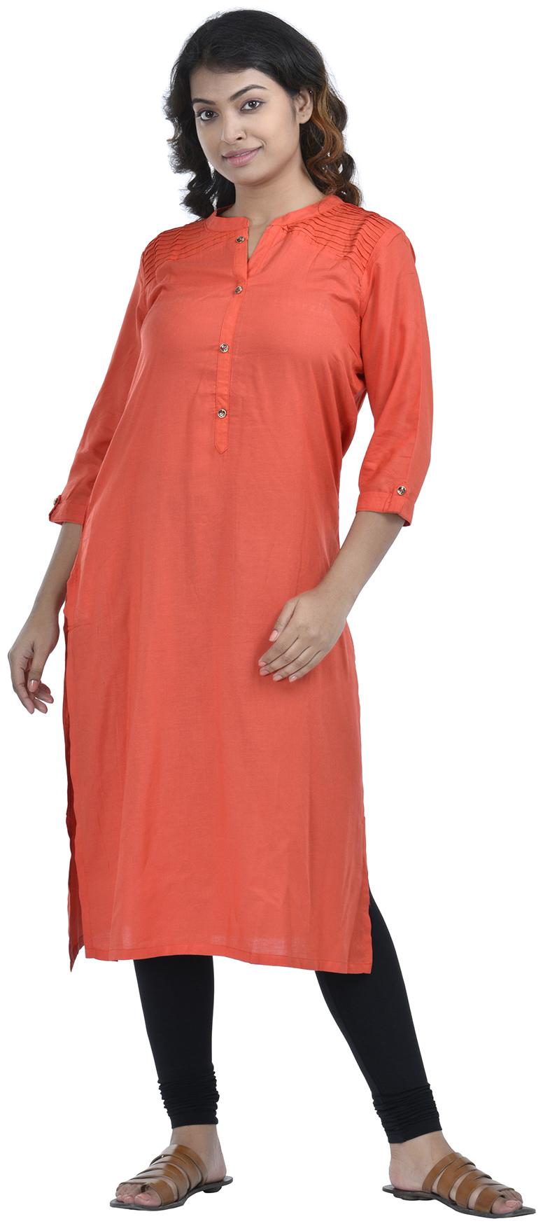 

South India Shopping Mall Women Red Solid Straight Kurti