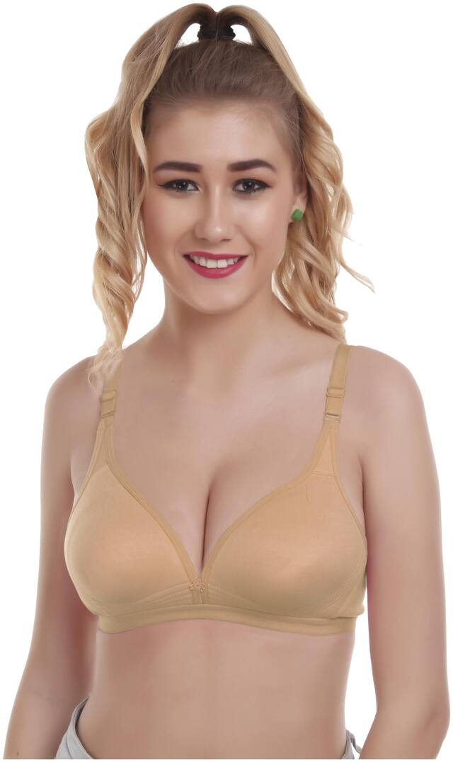 Alishan Designer Lightly Padded Women T-Shirt Bras Beige Color