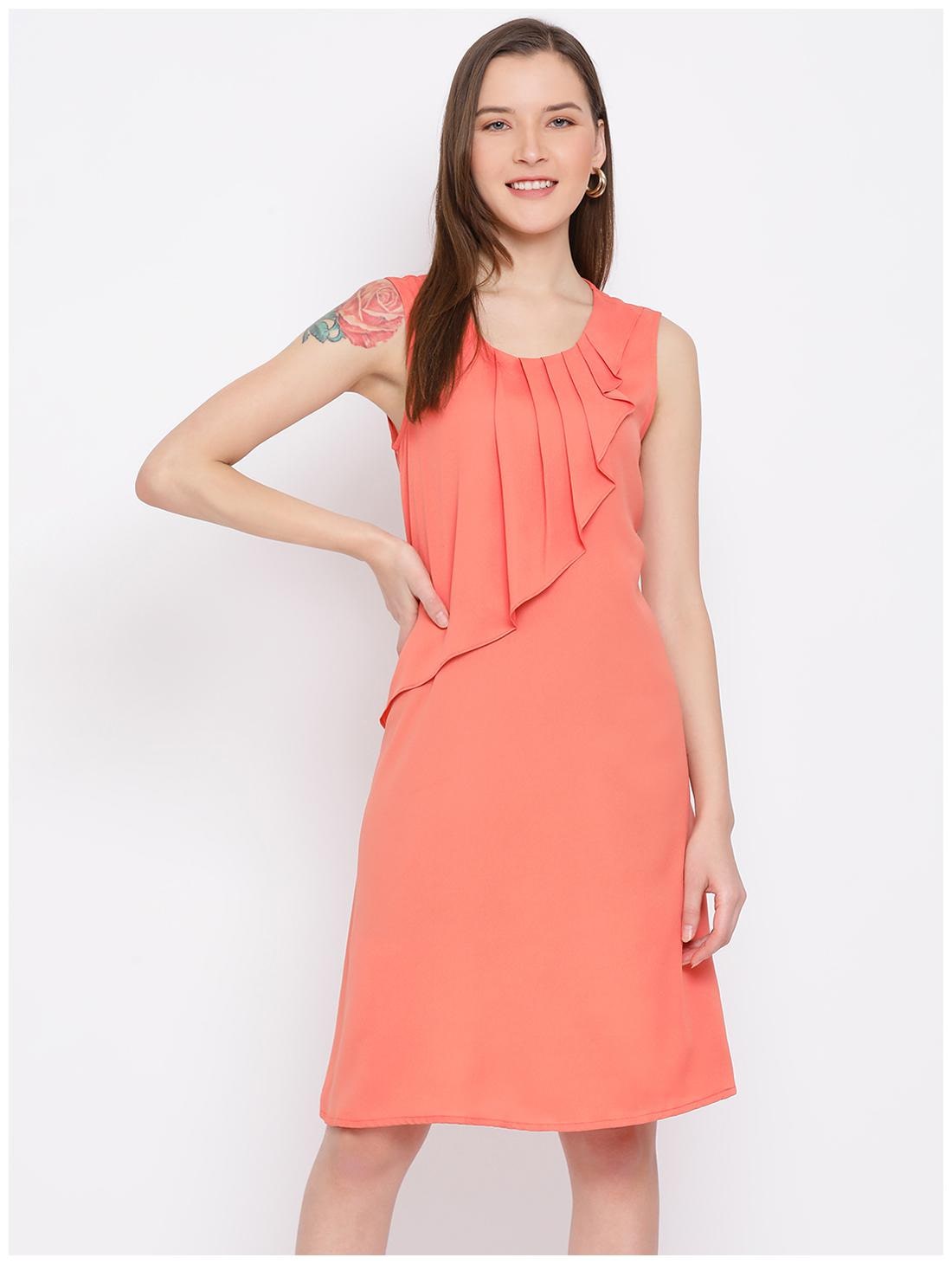 

All Ways You Peach Solid Fit flare dress