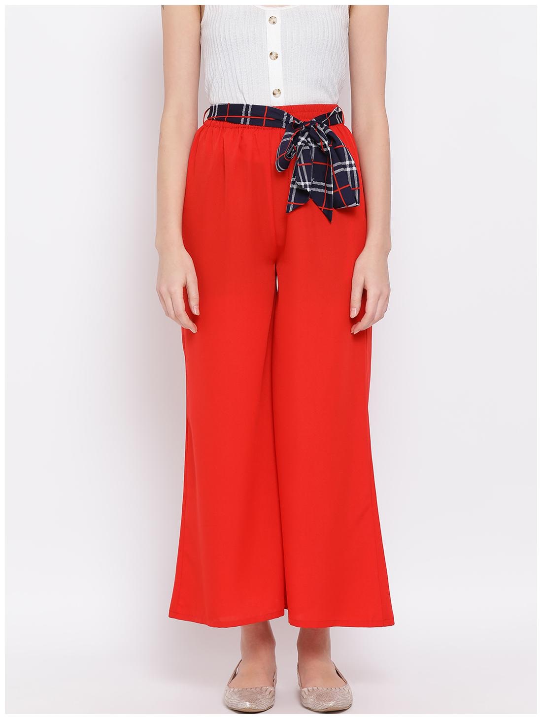 

All Ways You Red Solid Flared Palazzo