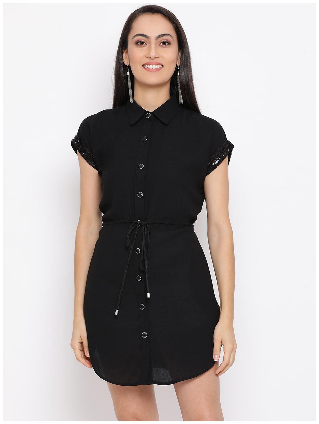 

All Ways You Black Solid Fit flare dress
