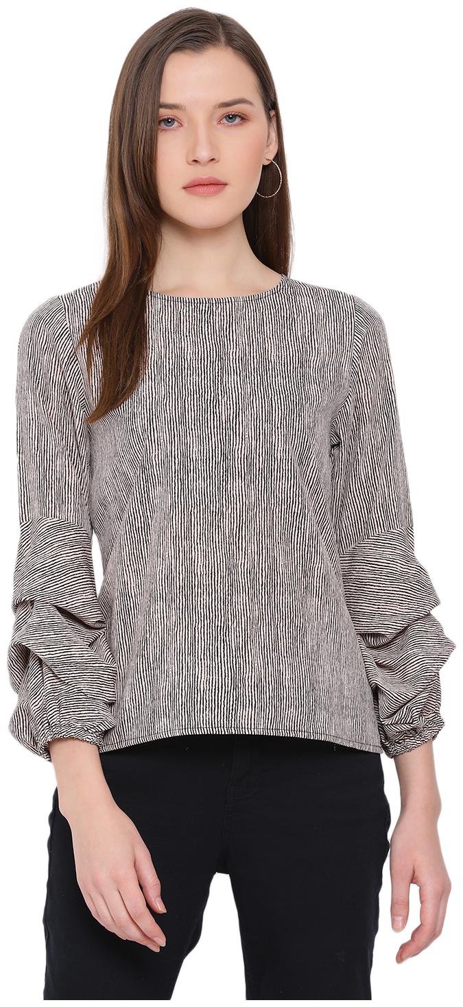 

All Ways You Women Striped Regular top - Grey Black
