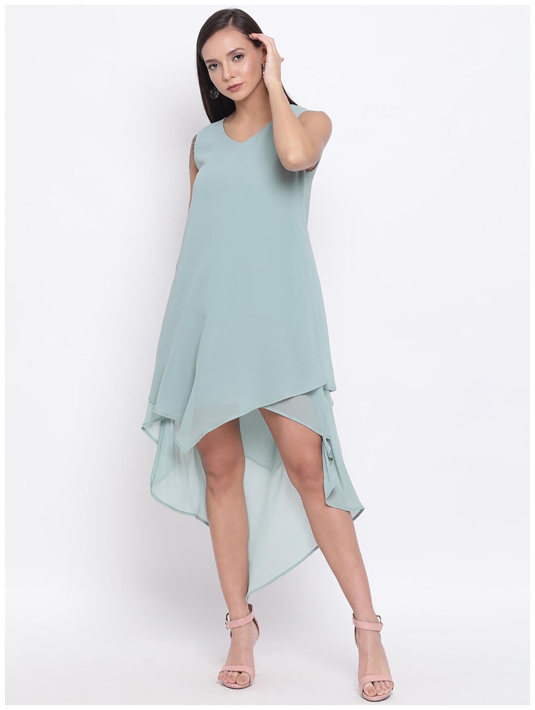 

All Ways You Blue Solid Fit flare dress