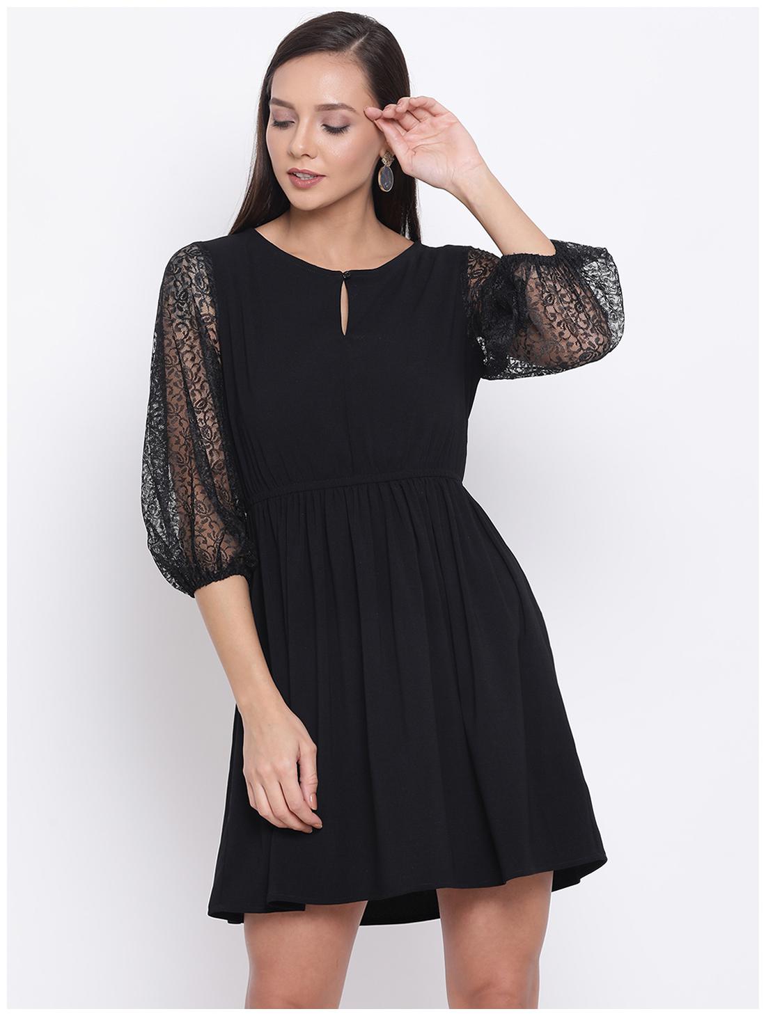 

All Ways You Black Solid Fit flare dress
