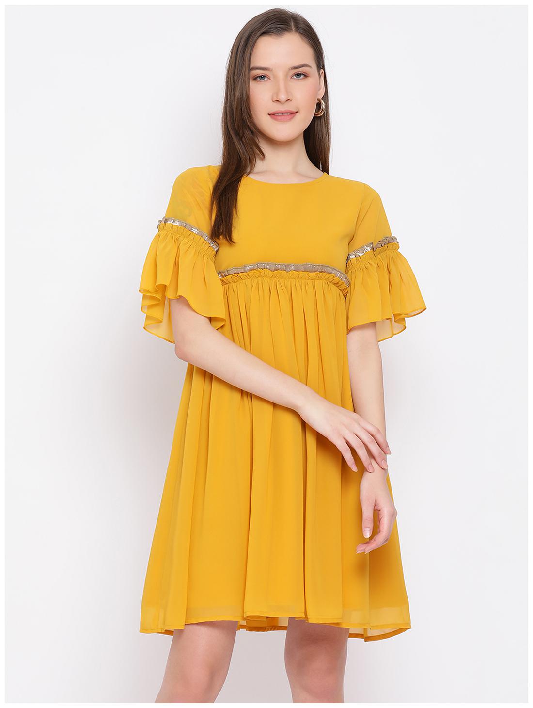 

All Ways You Yellow Solid Fit flare dress
