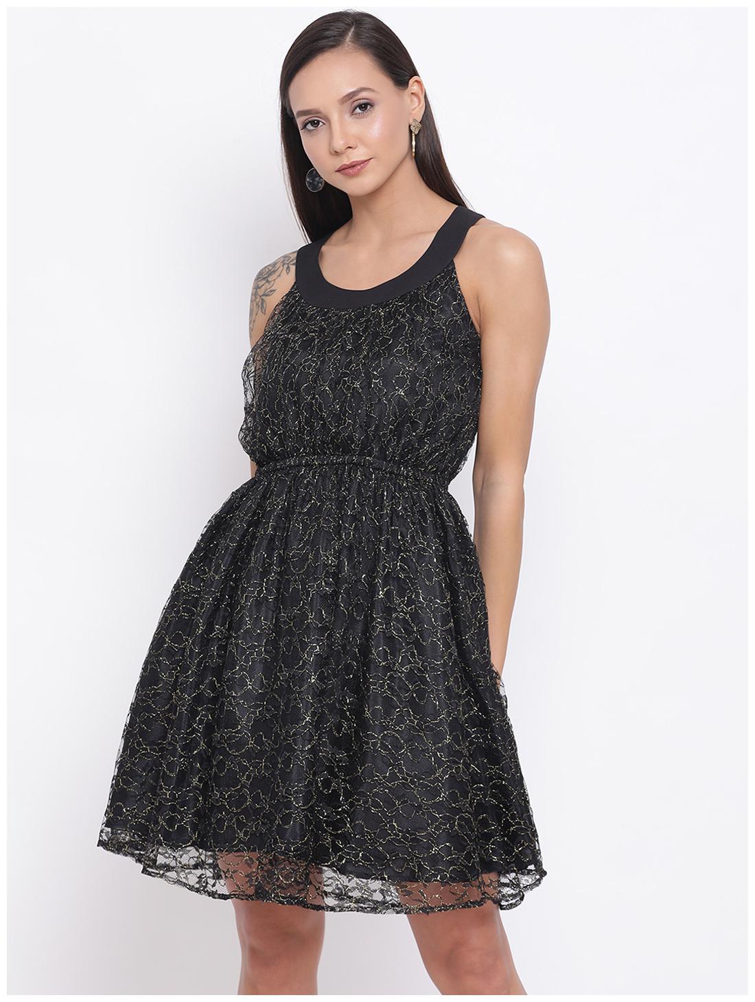

All Ways You Black Embellished Fit flare dress