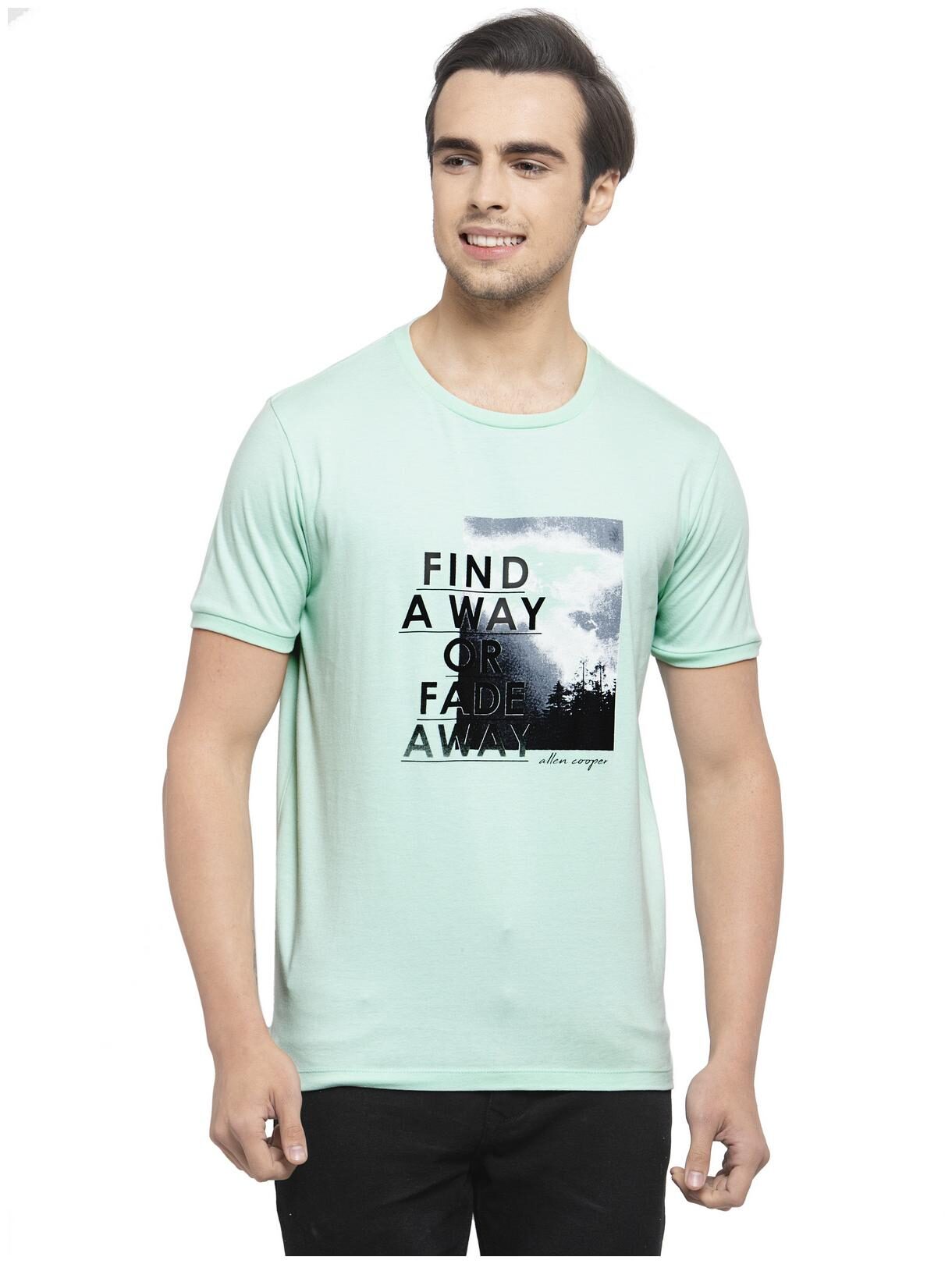 

Allen Cooper Men Green Regular fit Cotton Round neck T-Shirt - Pack Of 1