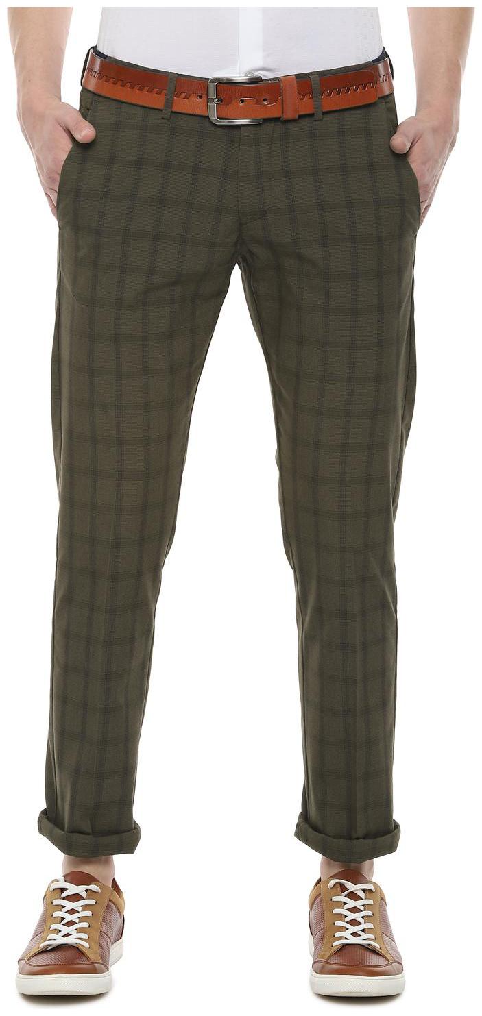 

Allen Solly Men Green Checked Slim fit Regular trousers