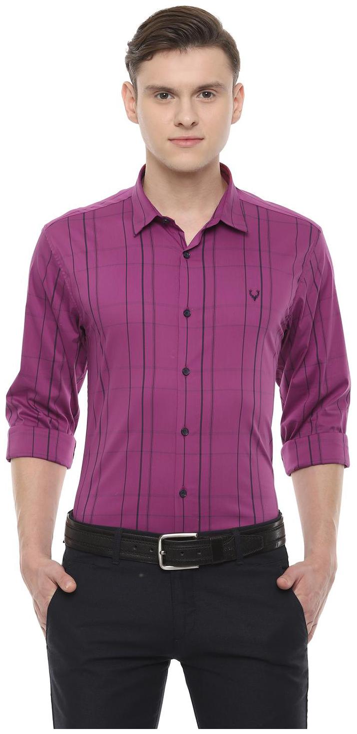 

Allen Solly Men Purple Checked Slim Fit Casual Shirt