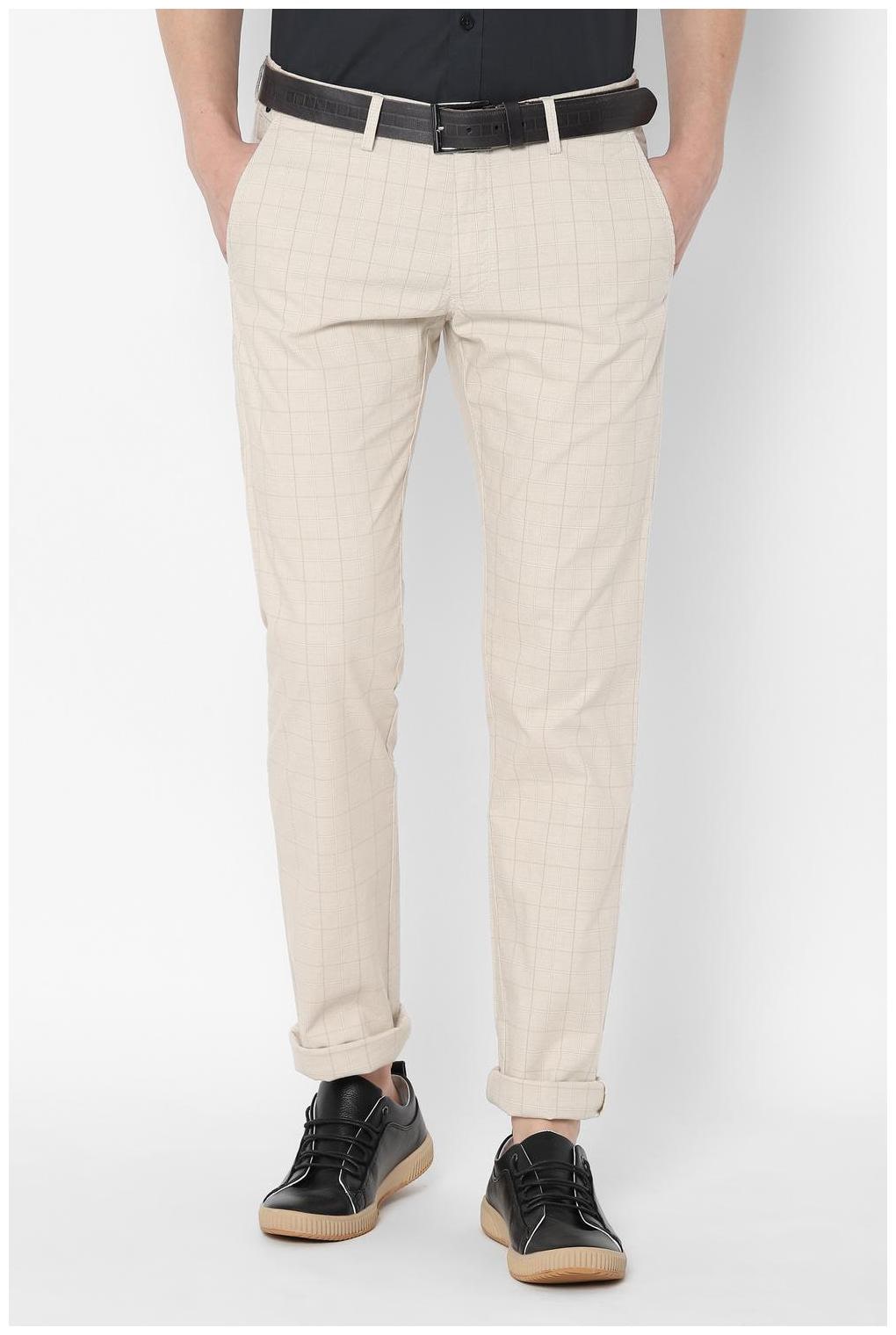 

Allen Solly Men Beige Checked Slim fit Regular trousers
