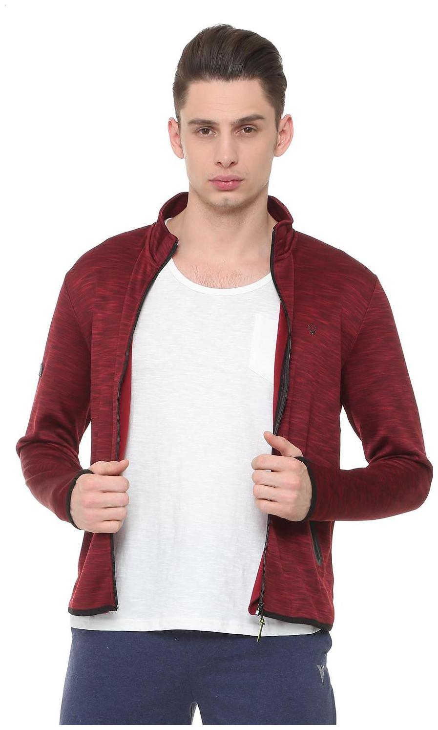 

Allen Solly Men Maroon High neck Sweatshirt
