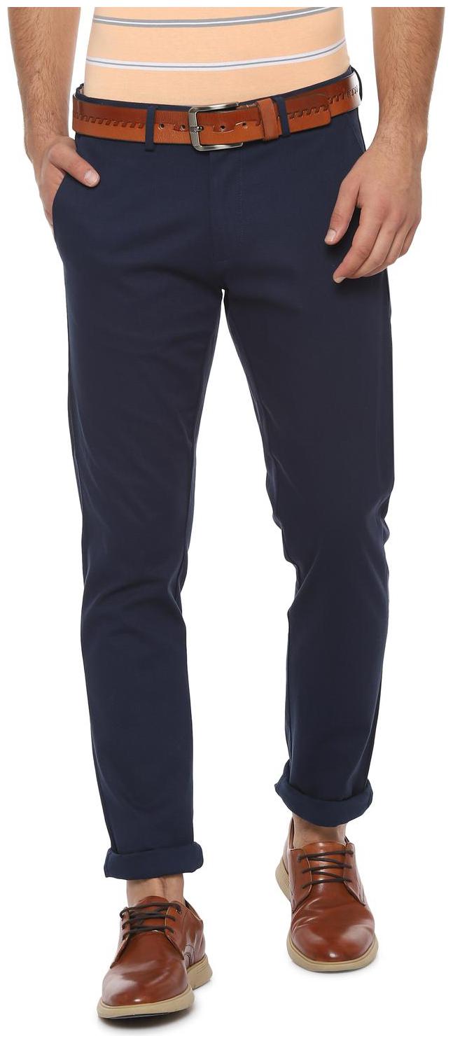 

Allen Solly Men Blue Textured Regular fit Regular trousers