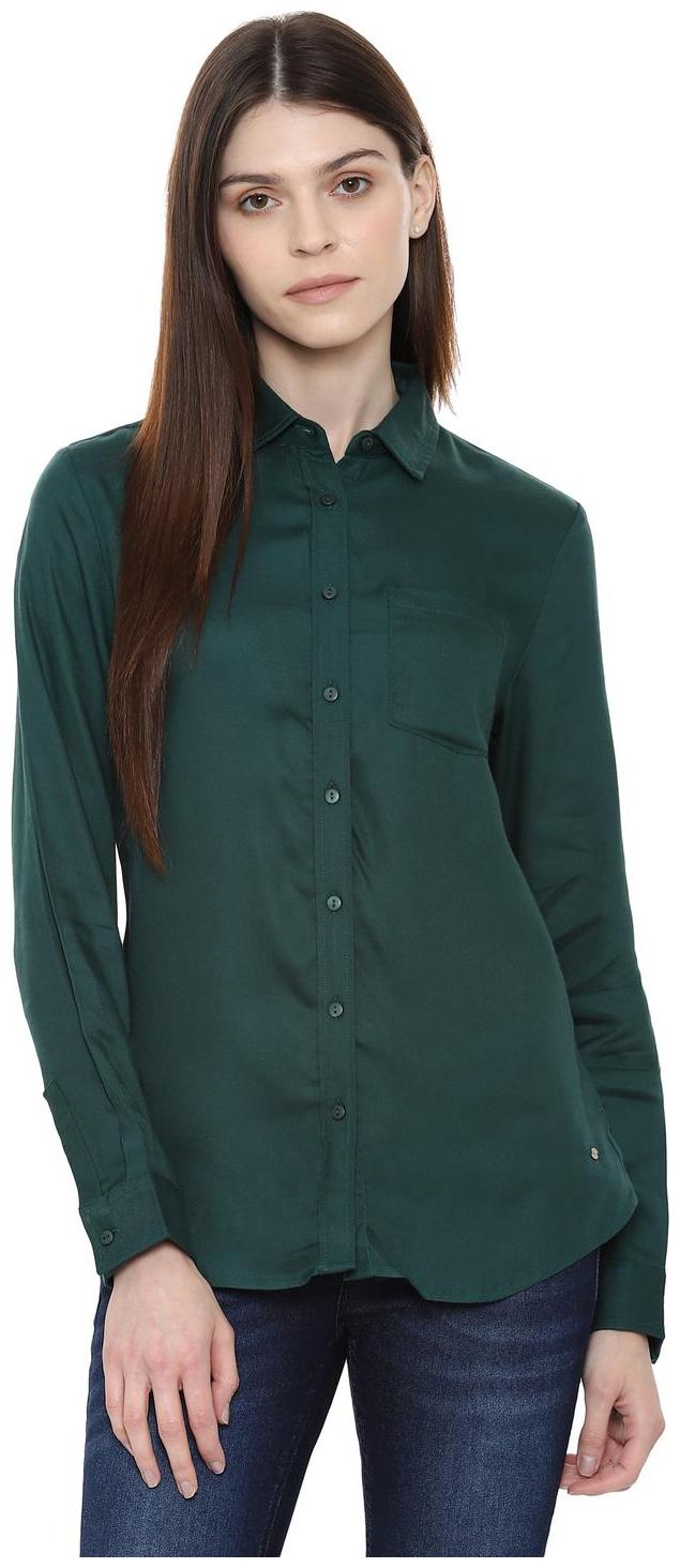 

Allen Solly Women Green Solid Regular Fit Shirt