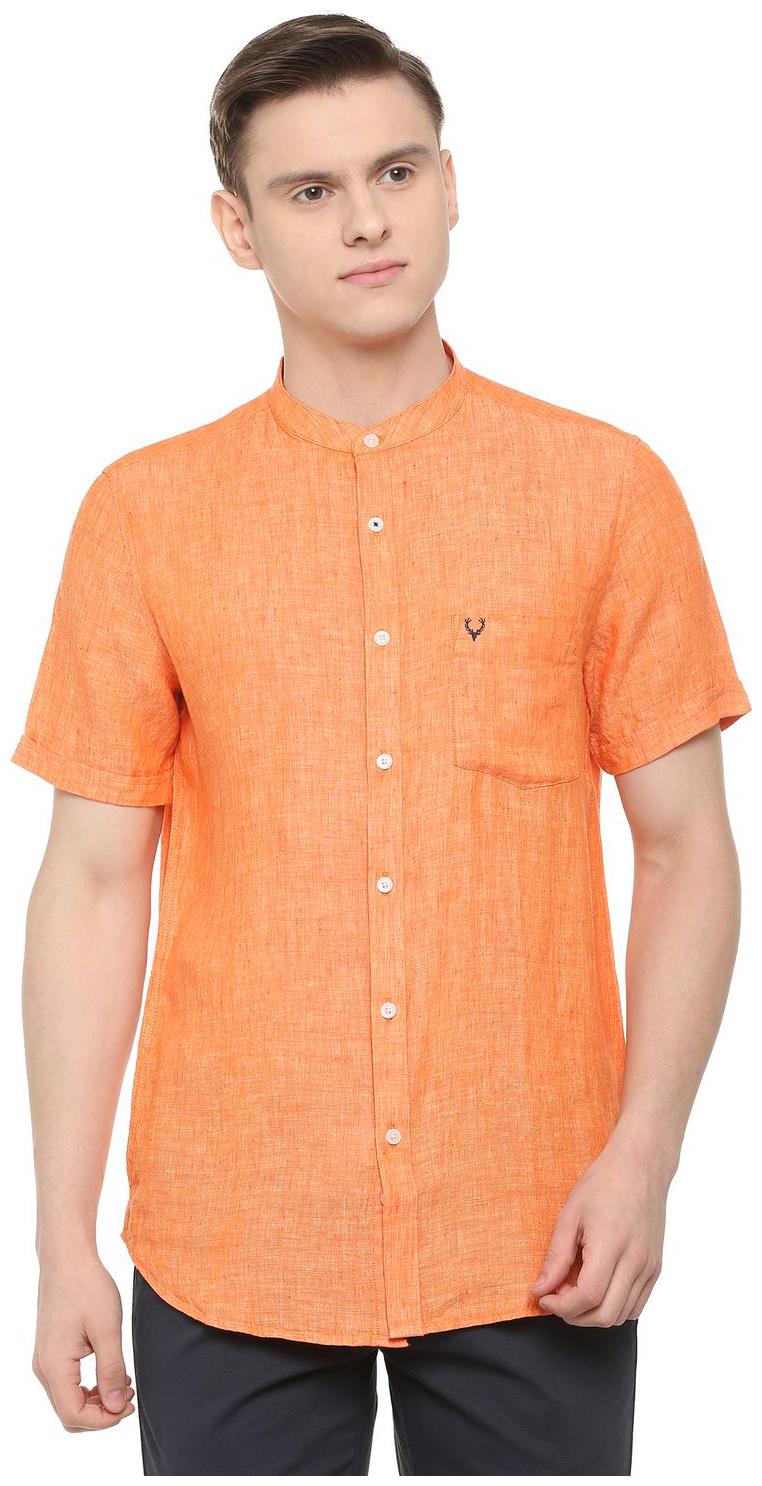 

Allen Solly Men Orange Weaved Slim Fit Casual Shirt