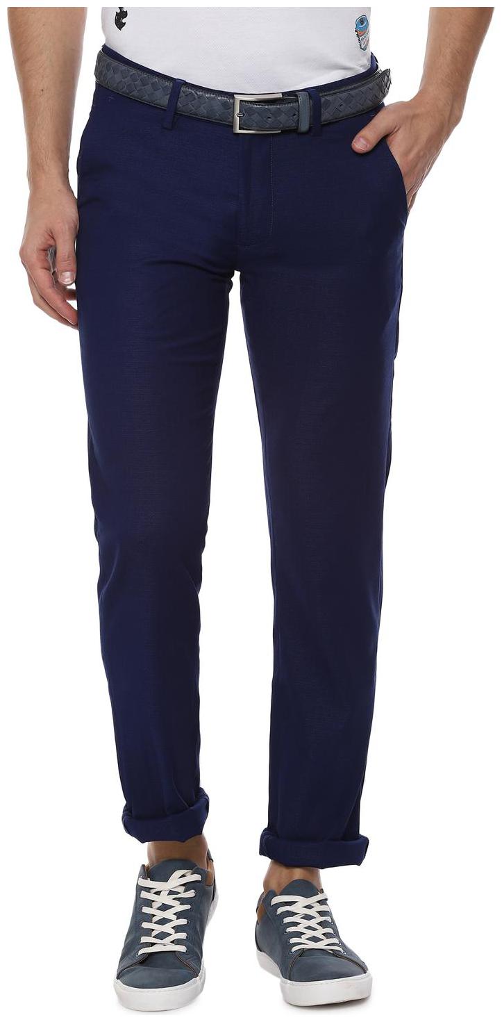 

Allen Solly Men Blue Textured Slim fit Regular trousers