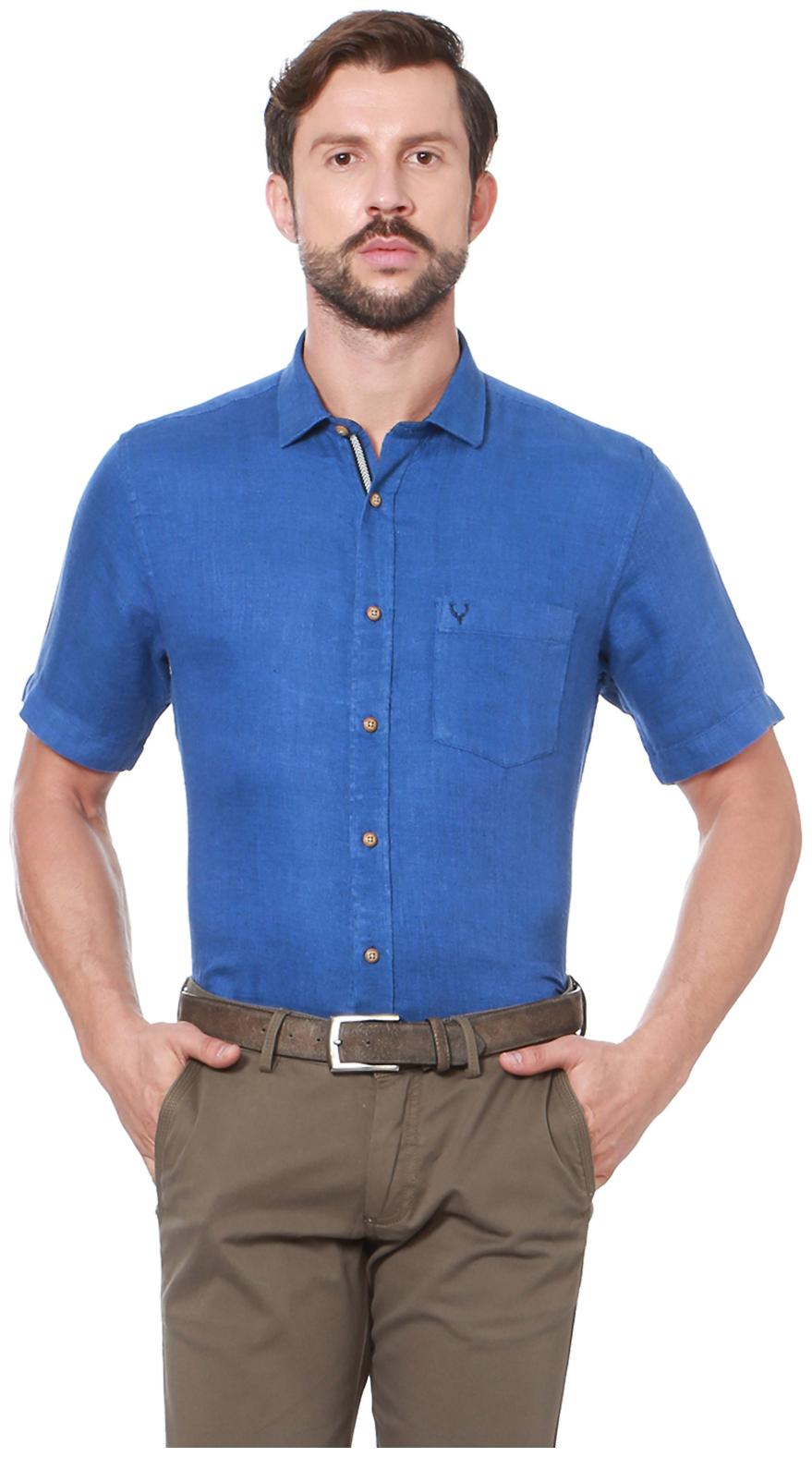 

Allen Solly Men Blue Solid Slim Fit Casual Shirt