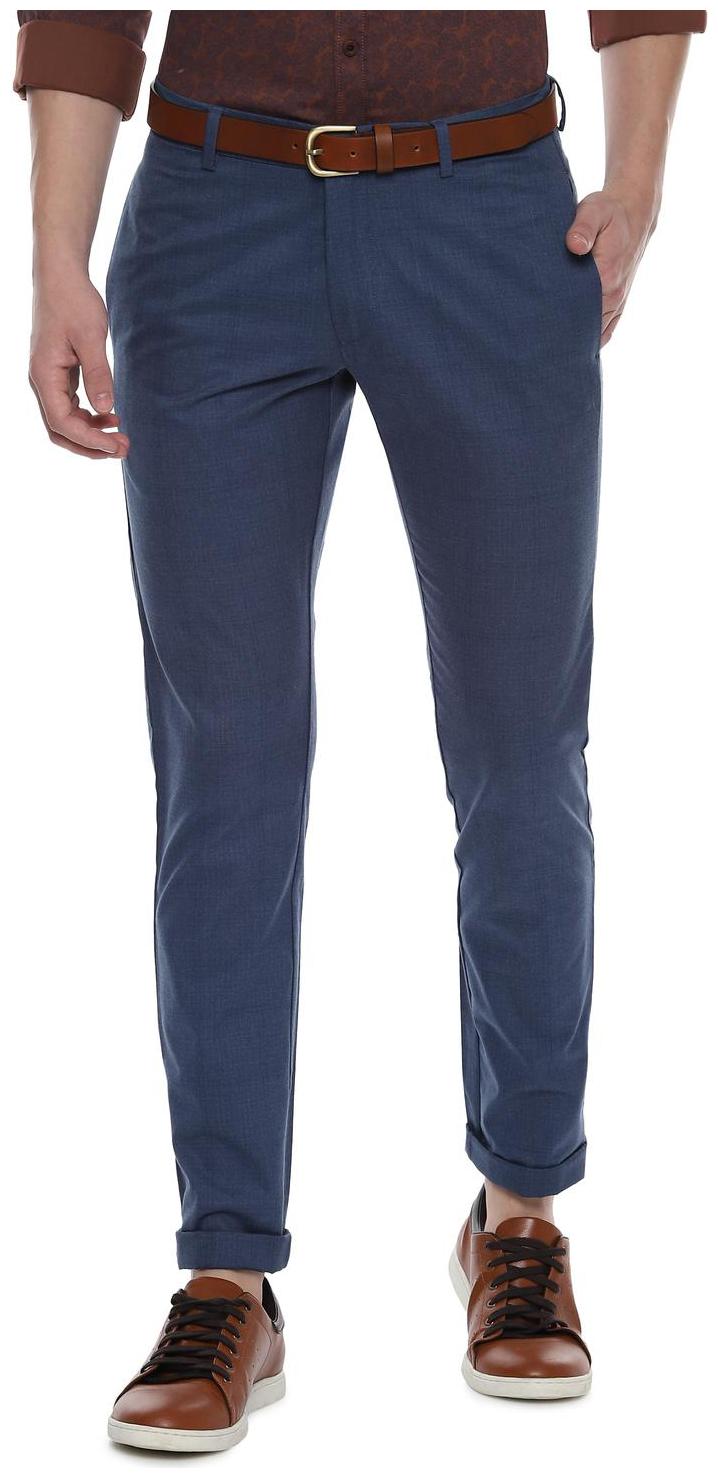 

Allen Solly Men Blue Textured Slim fit Regular trousers