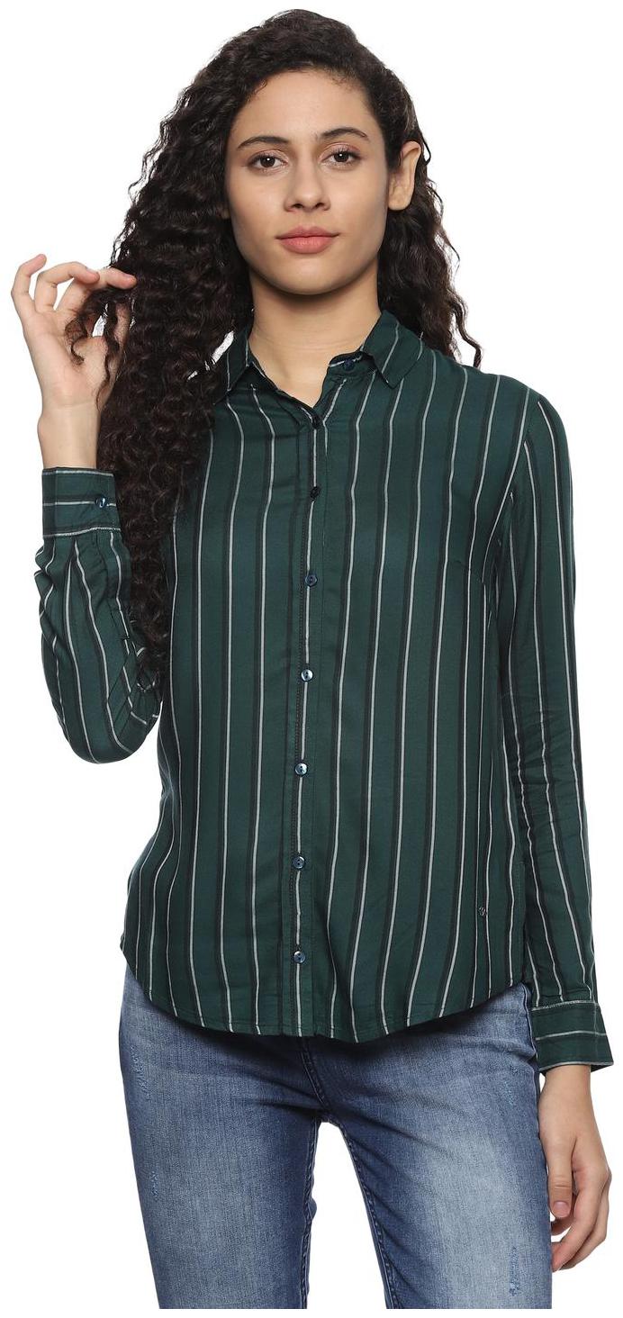 

Allen Solly Women Green Striped Regular Fit Shirt