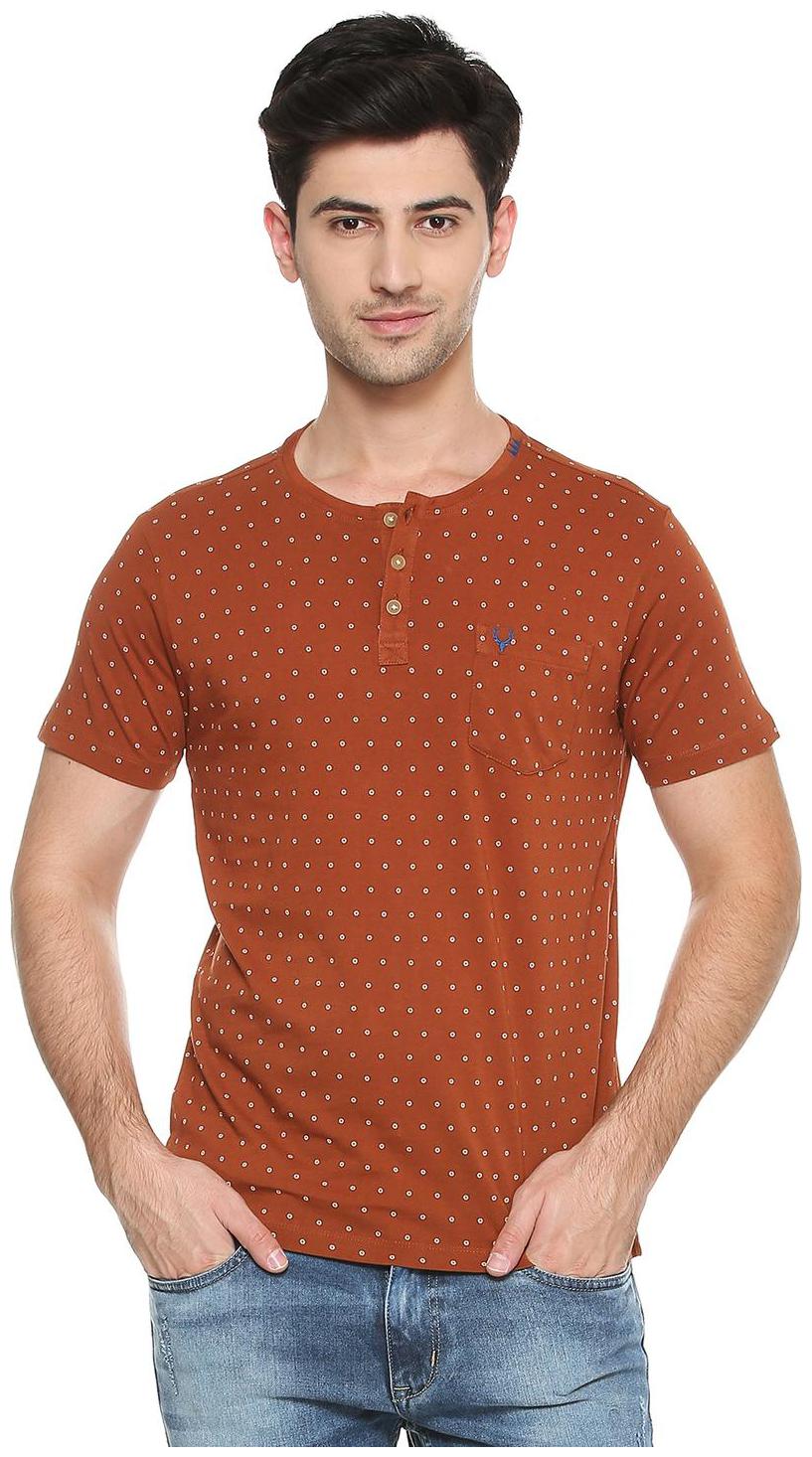 

Allen Solly Men Brown Slim fit Cotton Henley neck T-Shirt - Pack Of 1