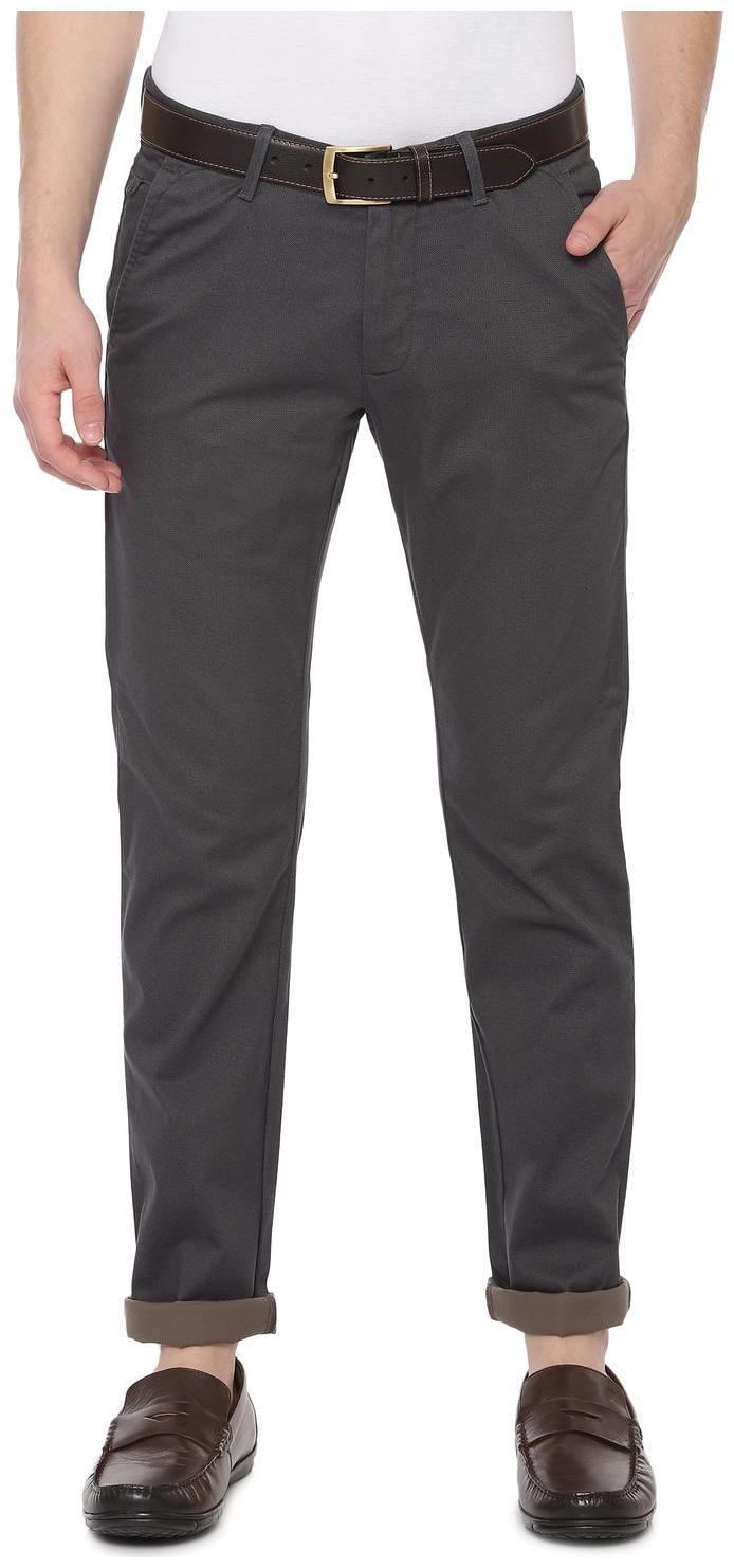 

Allen Solly Men Grey Solid Slim fit Regular trousers