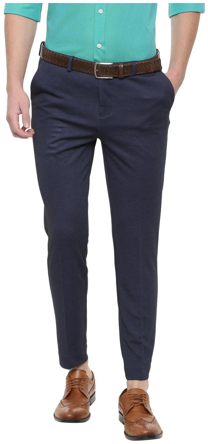 

Allen Solly Men Solid Slim Fit Formal Trouser - Blue