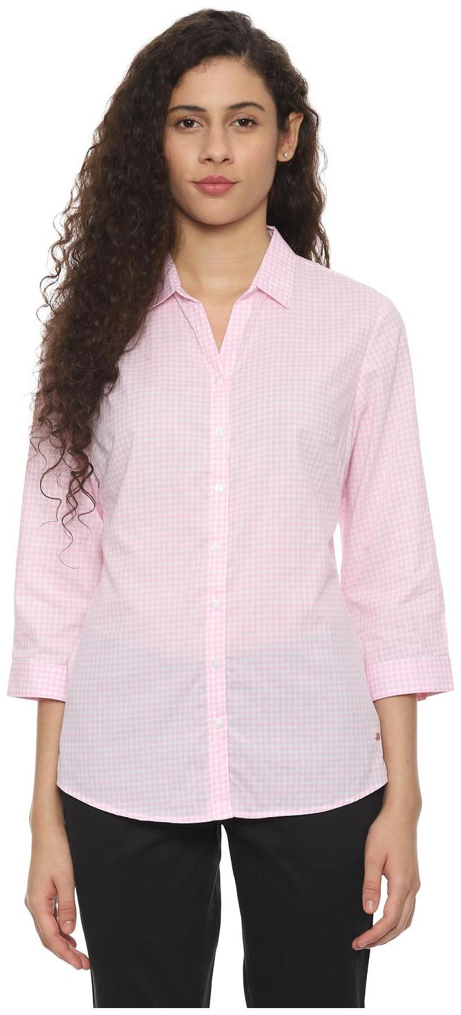 

Allen Solly Women Pink Checked Regular Fit Shirt