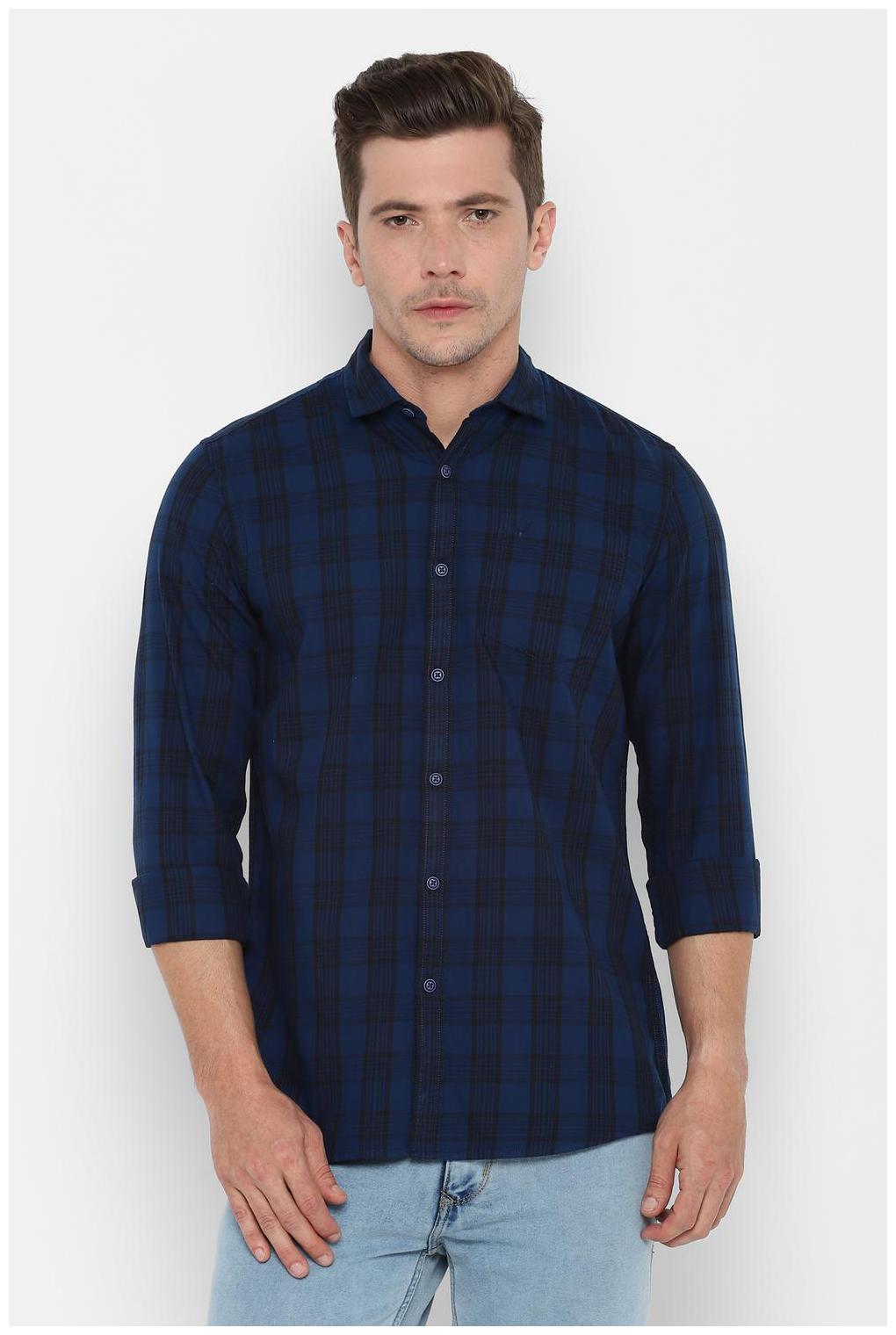

Allen Solly Men Blue Checked Regular Fit Casual Shirt