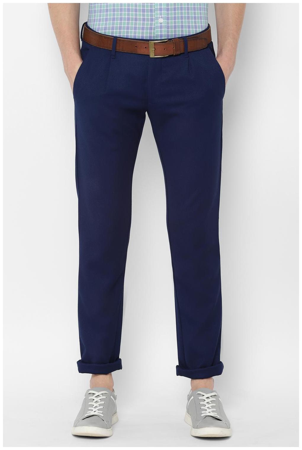 

Allen Solly Men Blue Textured Slim fit Regular trousers