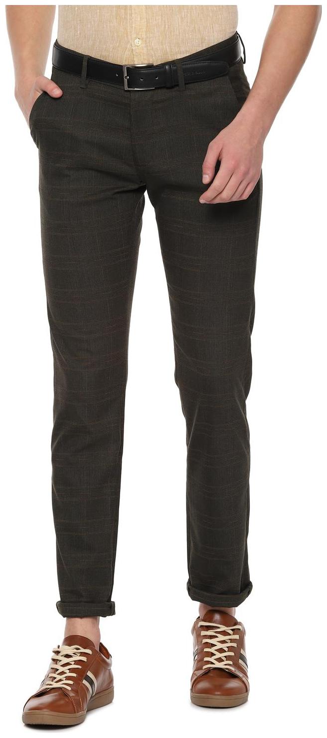 

Allen Solly Men Green Checked Regular fit Regular trousers