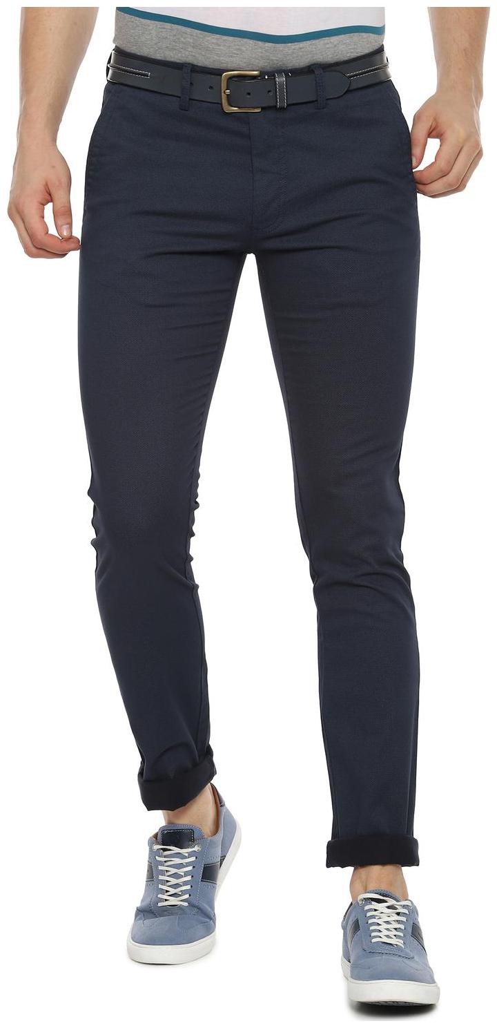 

Allen Solly Men Blue Textured Skinny fit Regular trousers