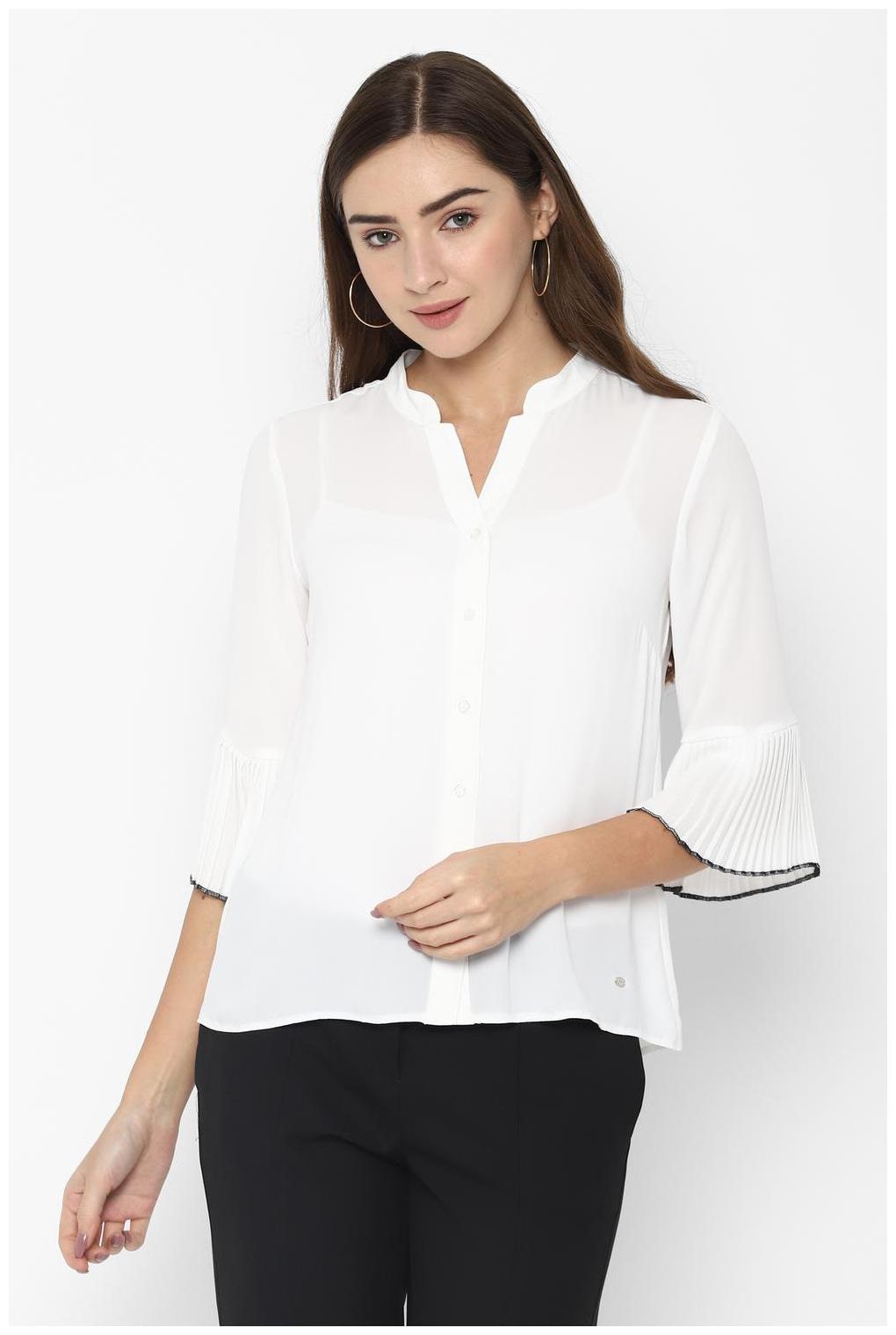 

Allen Solly Women White Solid Regular Fit Shirt