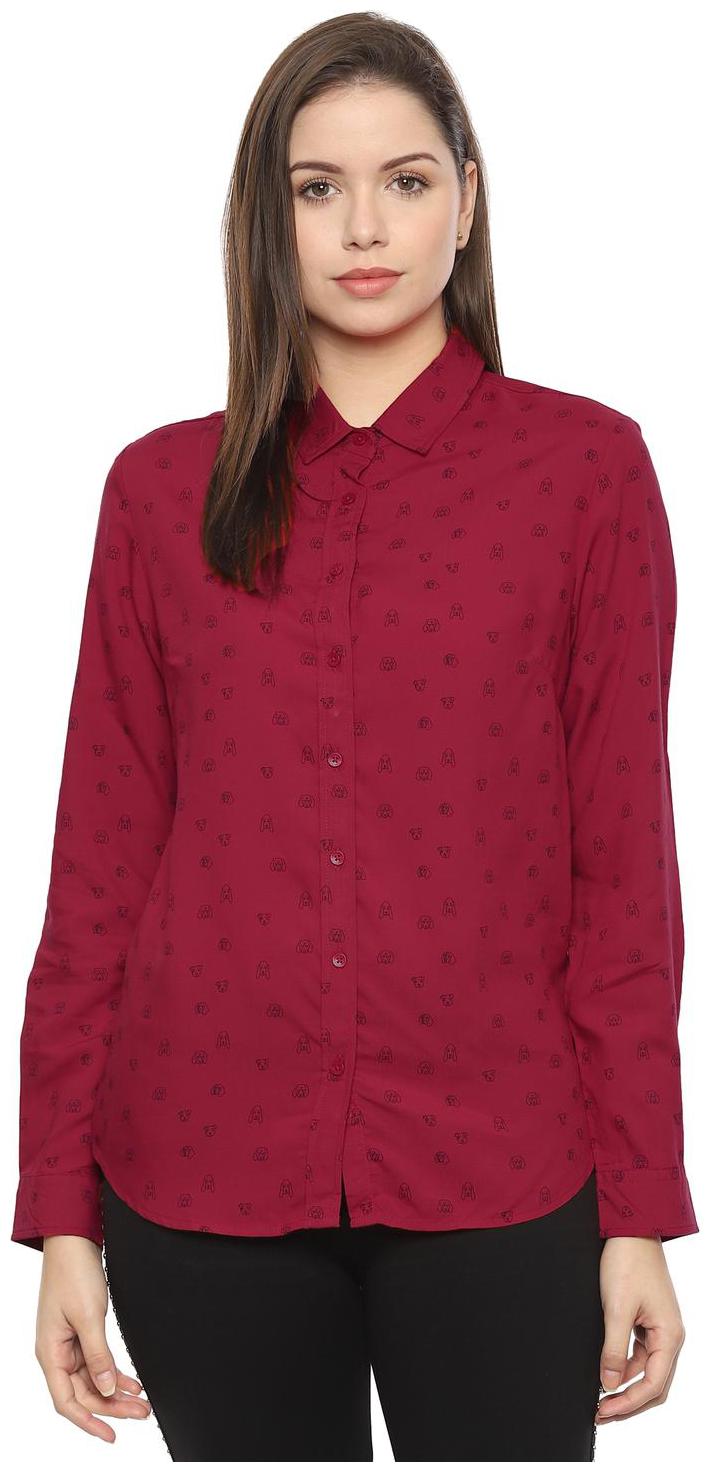 

Allen Solly Women Maroon Printed Regular Fit Shirt