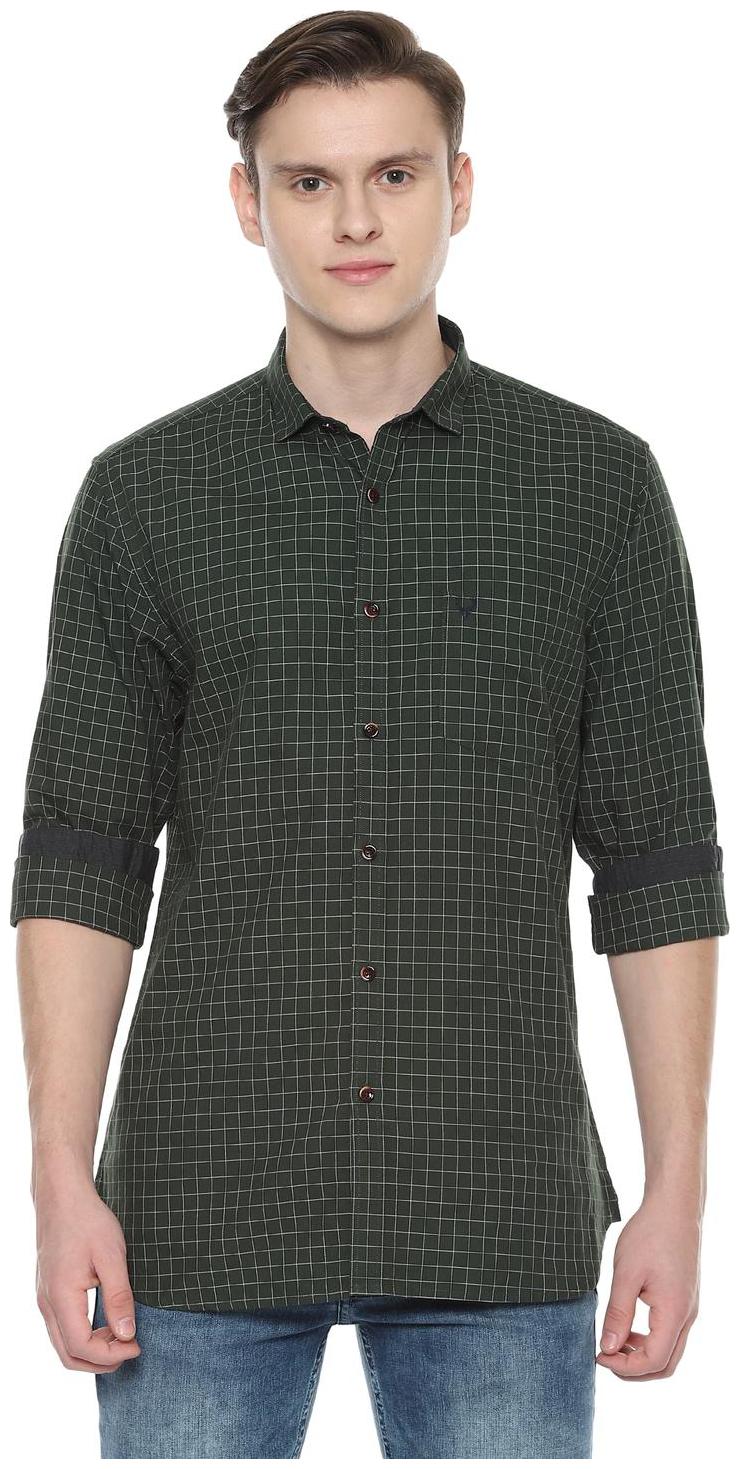 

Allen Solly Men Green Checked Slim Fit Casual Shirt