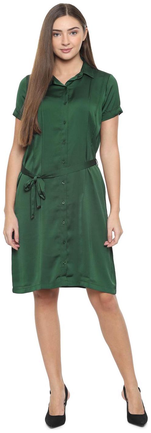 

Allen Solly Green Solid Shirt dress