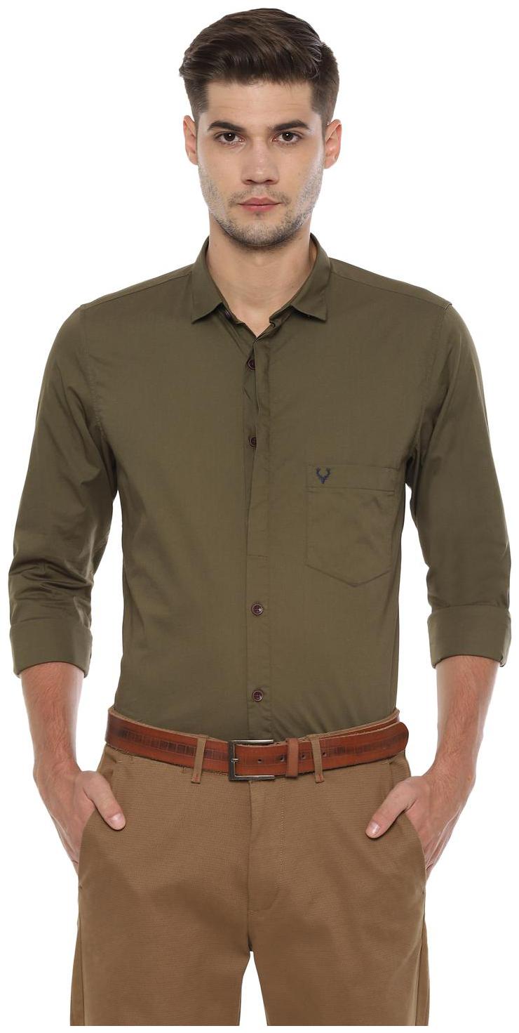 

Allen Solly Men Green Solid Slim Fit Casual Shirt