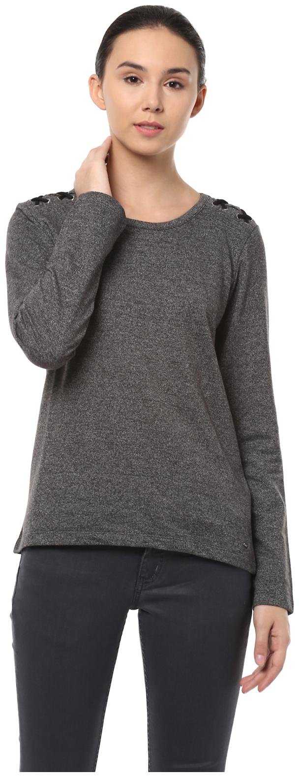

Allen Solly Women Solid Sweatshirt - Grey