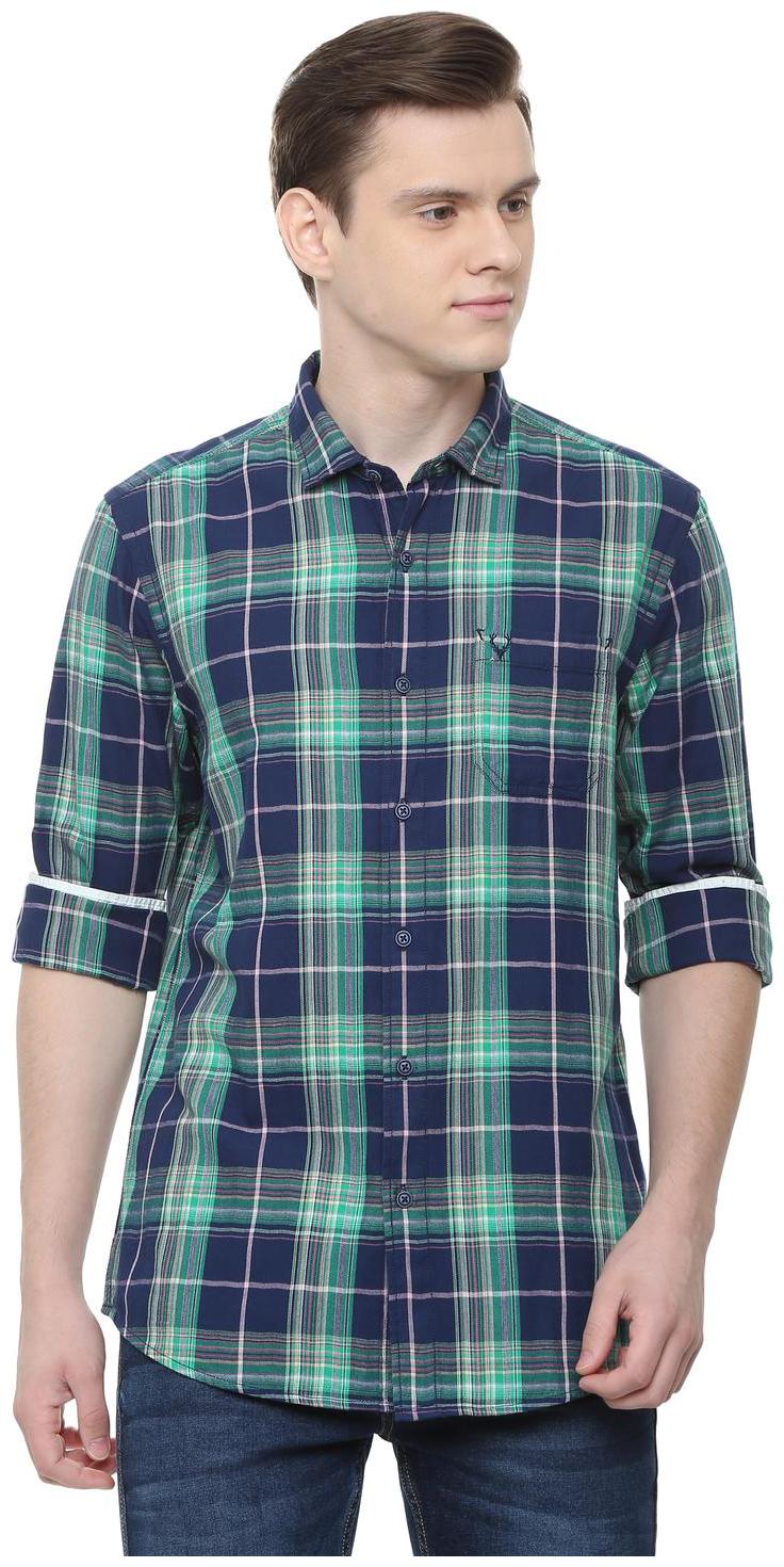 

Allen Solly Men Blue Checked Slim Fit Casual Shirt