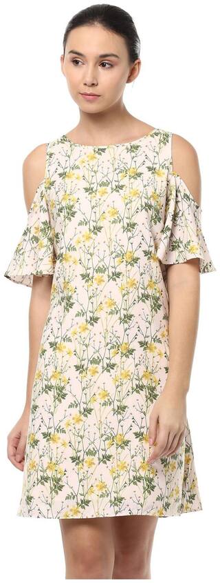 Allen Solly Beige Printed A-line dress