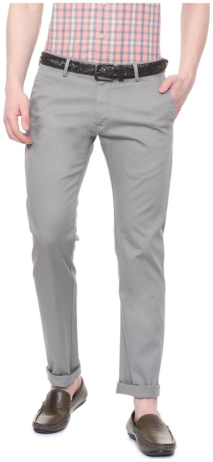 

Allen Solly Men Grey Textured Slim fit Regular trousers