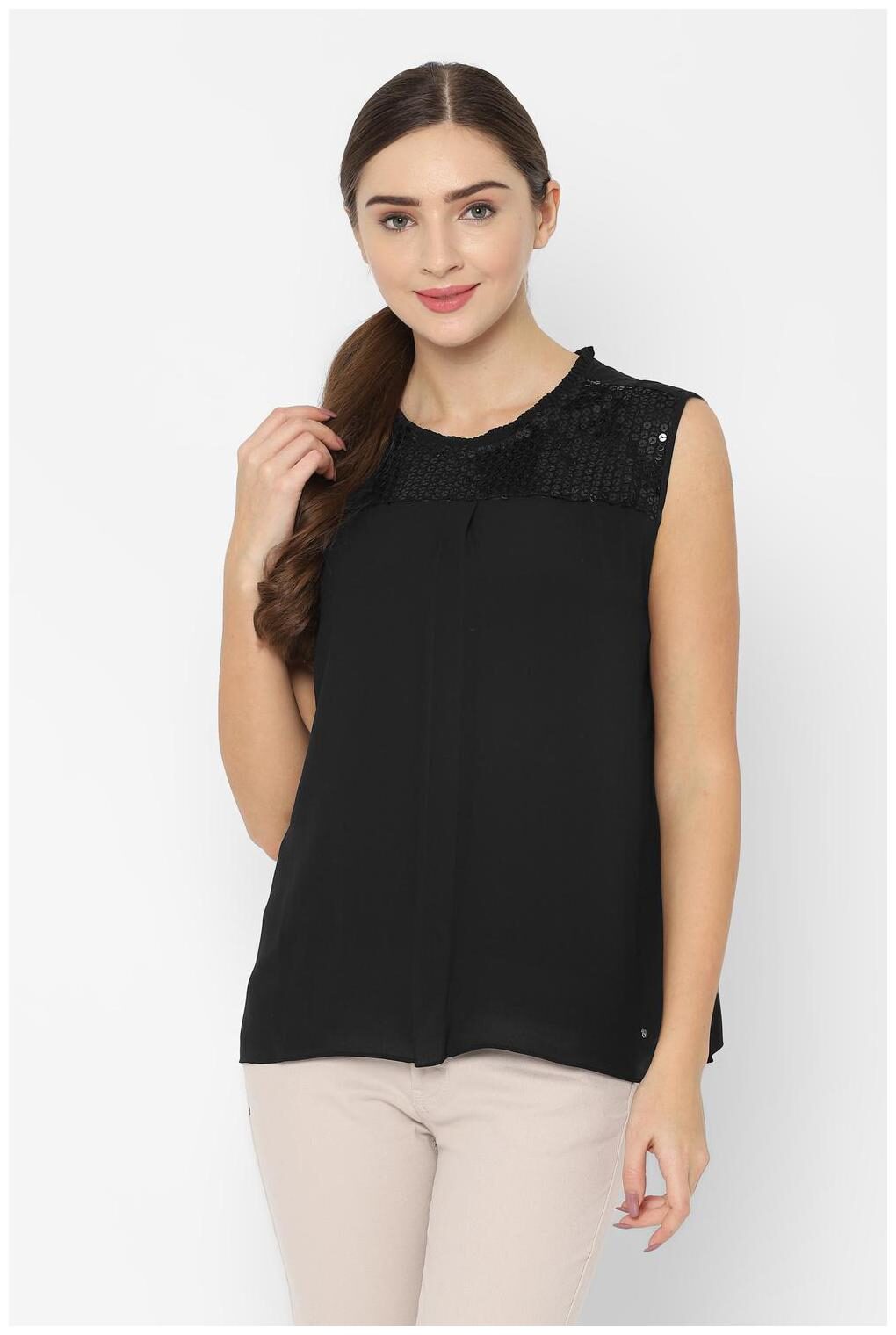 

Allen Solly Women Solid Regular top - Black