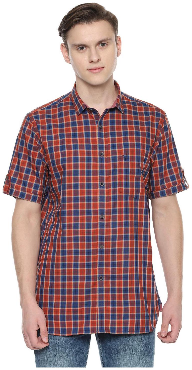 

Allen Solly Men Orange Checked Slim Fit Casual Shirt