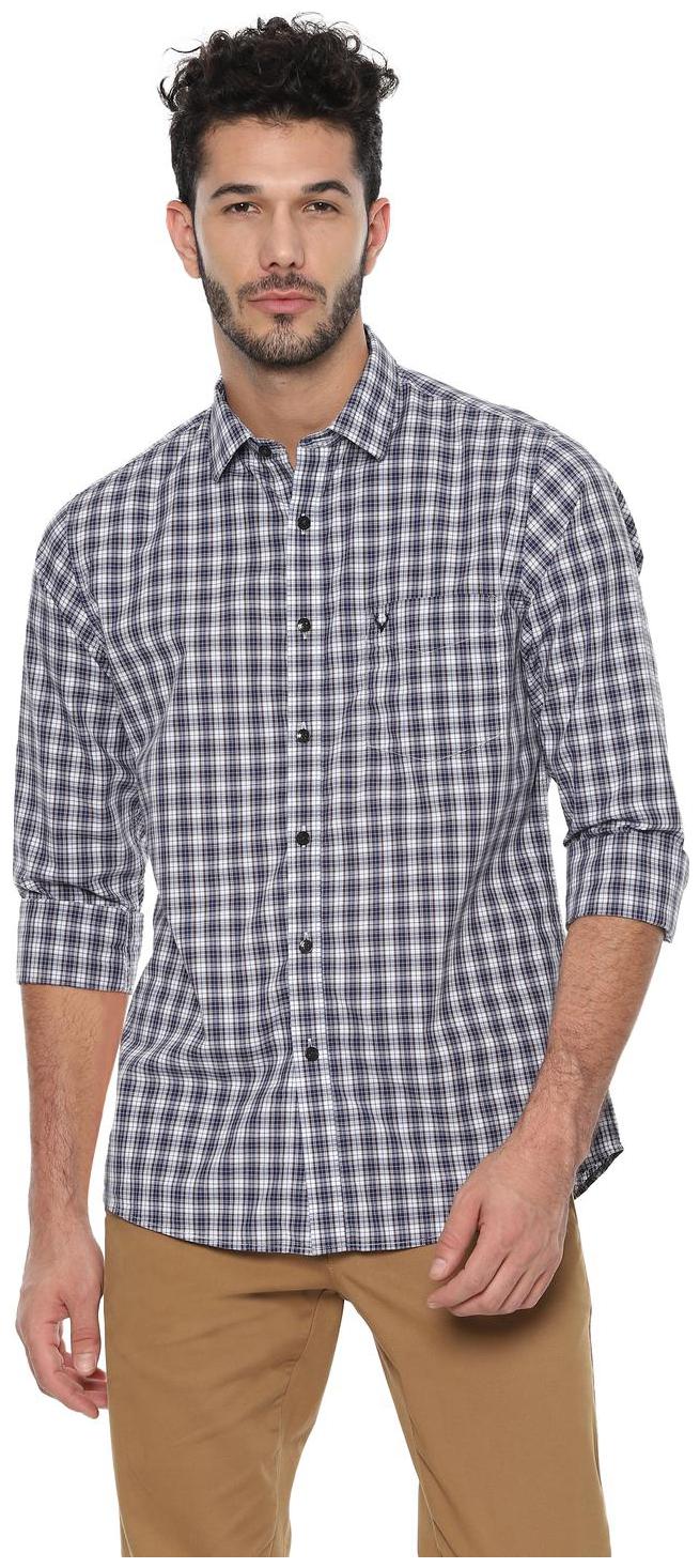 

Allen Solly Men Blue Checked Slim Fit Casual Shirt