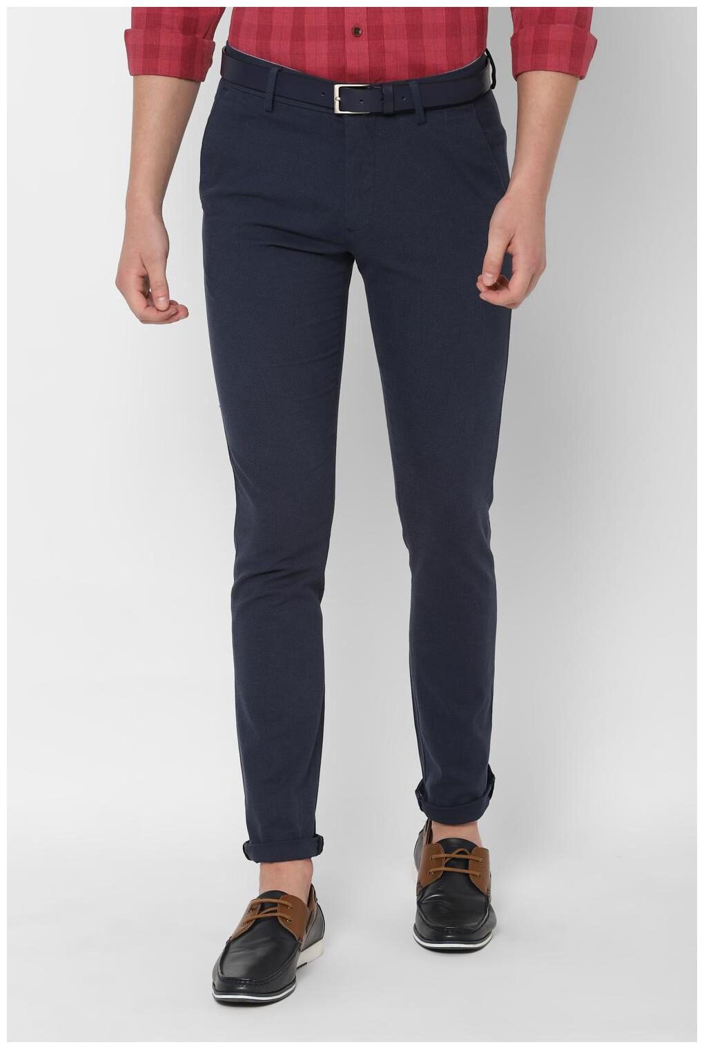 

Allen Solly Men Blue Textured Slim fit Regular trousers