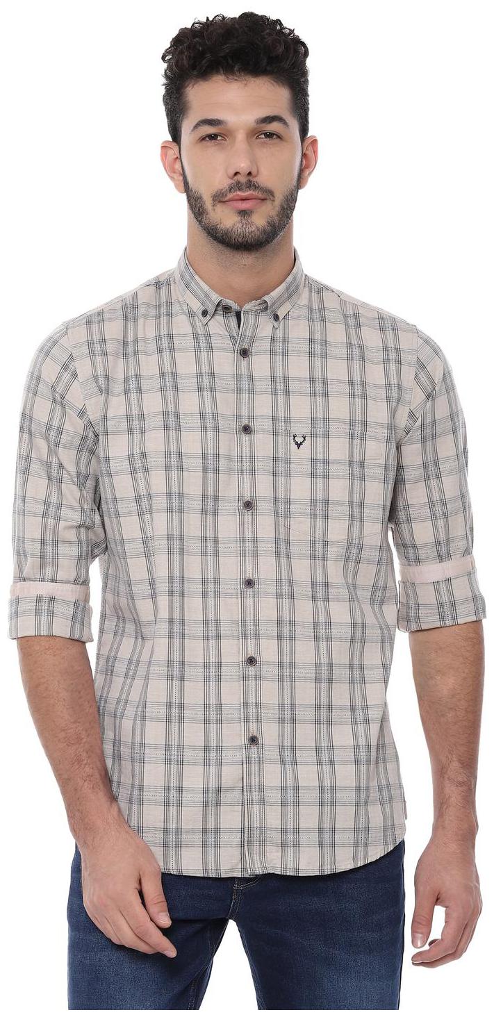 

Allen Solly Men Beige Checked Slim Fit Casual Shirt