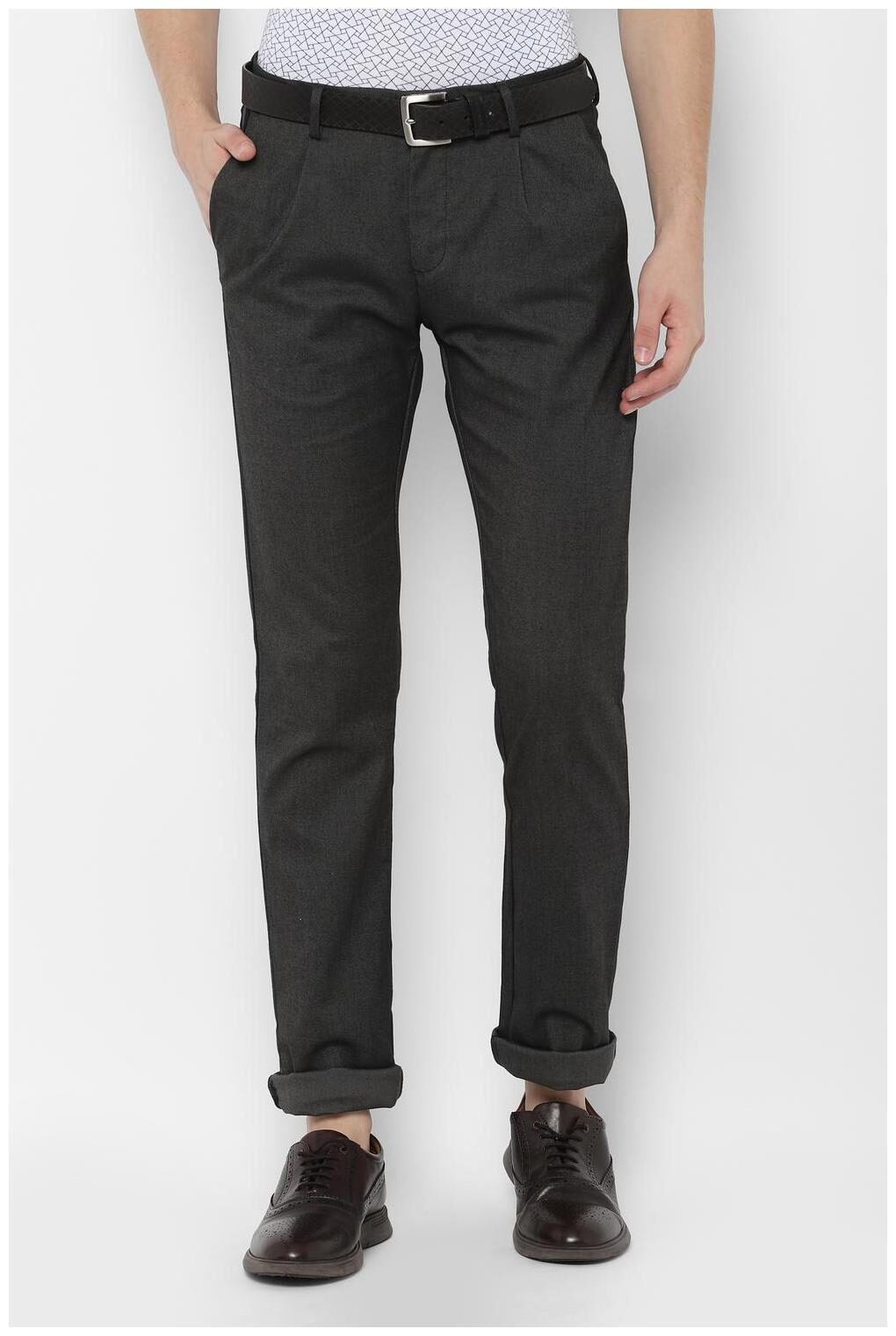 

Allen Solly Men Black Textured Regular fit Regular trousers