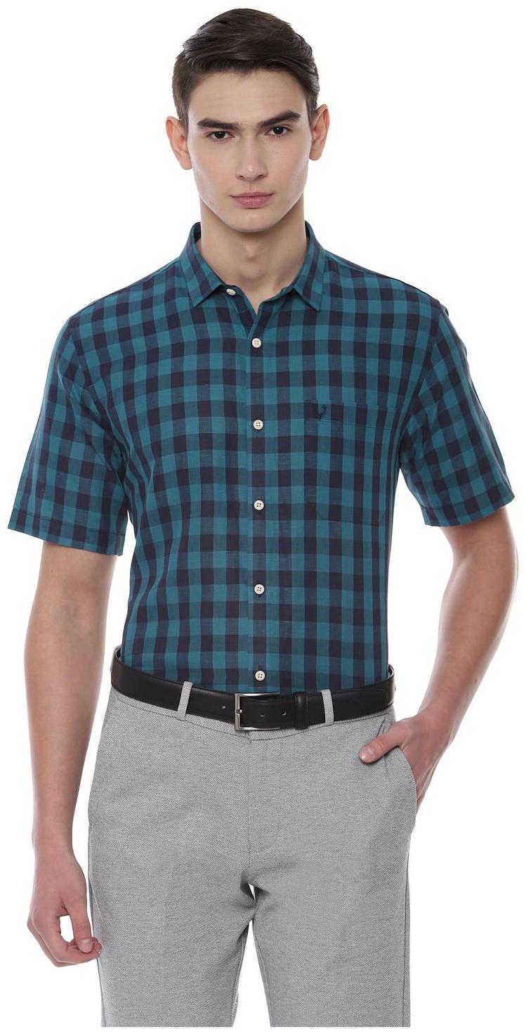 

Allen Solly Men Blue Solid Slim Fit Casual Shirt