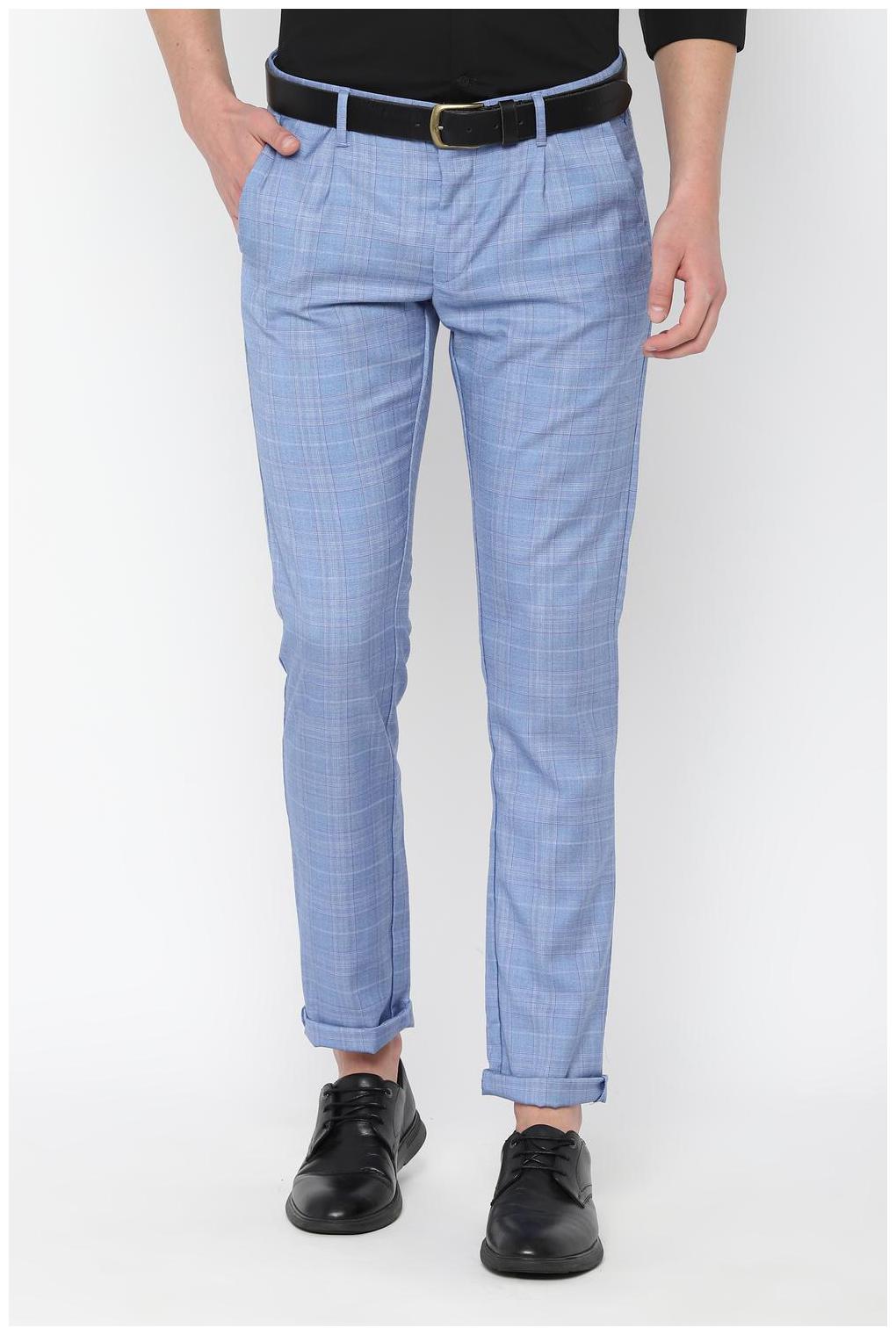 

Allen Solly Men Blue Checked Slim fit Regular trousers