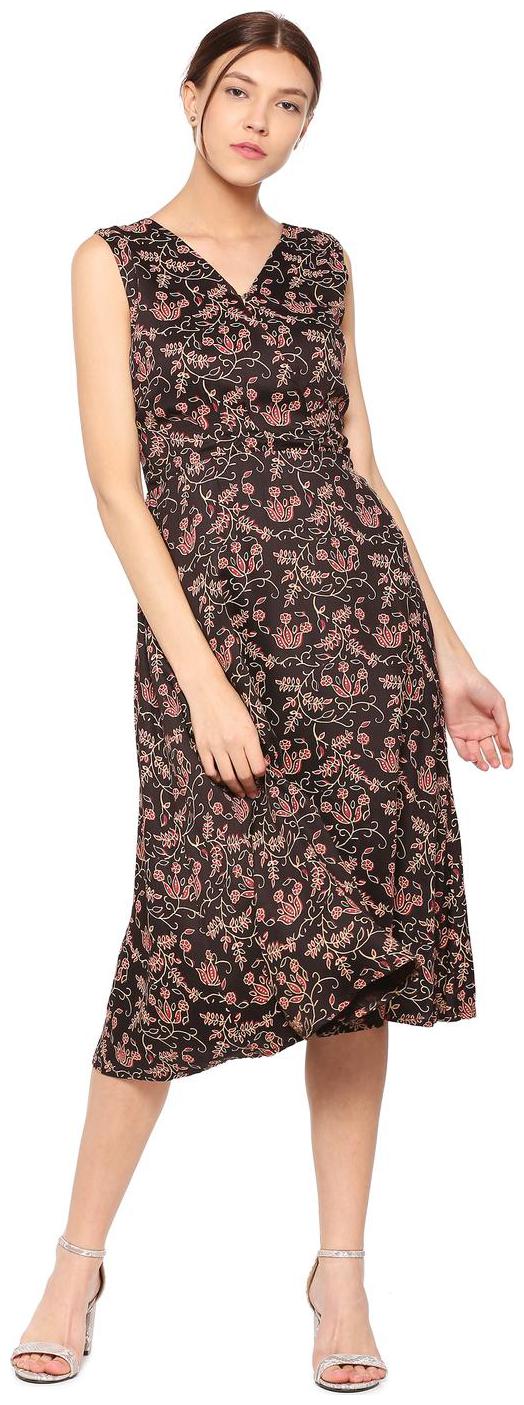 

Allen Solly Brown Printed A-line dress