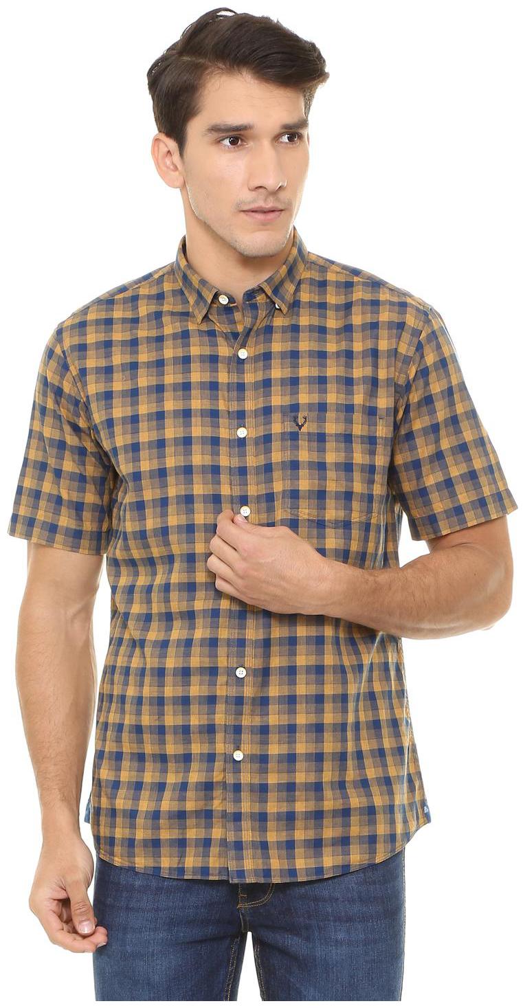 

Allen Solly Men Yellow Checked Slim Fit Casual Shirt