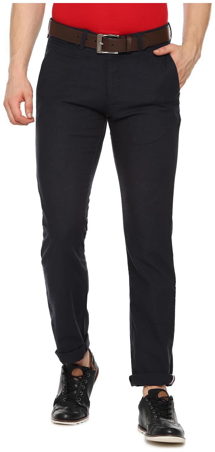 

Allen Solly Men Blue Textured Slim fit Regular trousers